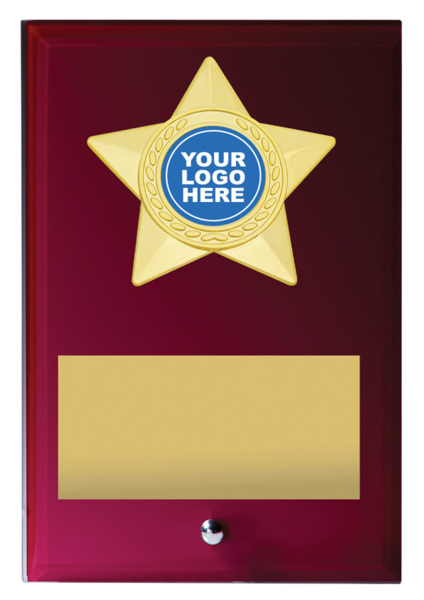 Star Red Glass Plaque 150mm