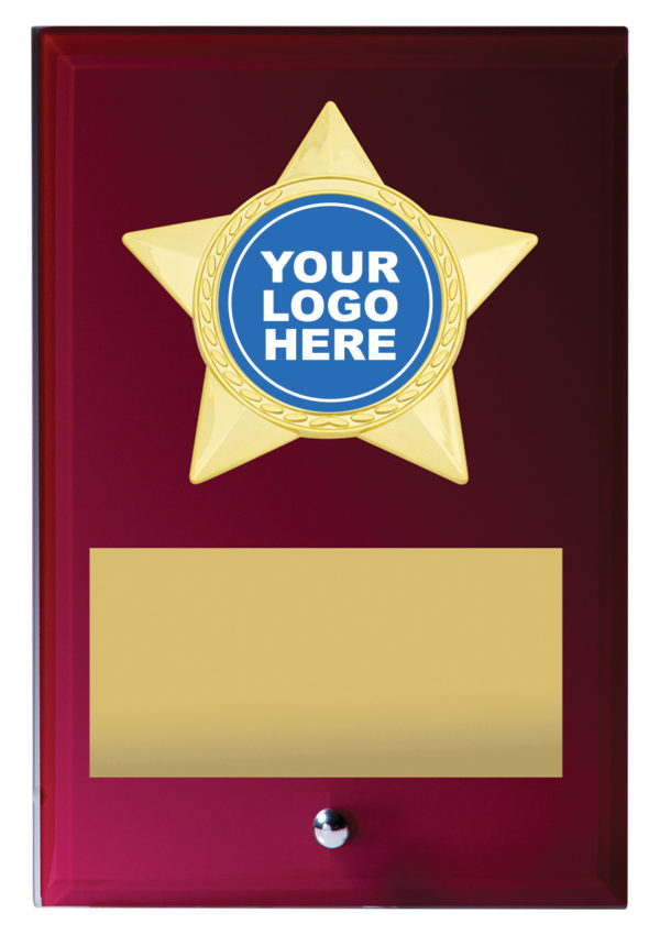 Star Red Glass Plaque 200mm