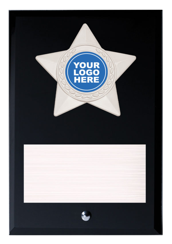 Star Black Glass Plaque 150mm
