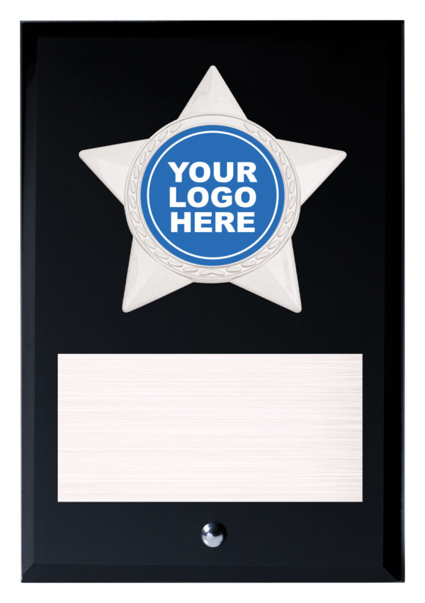 Star Black Glass Plaque 200mm